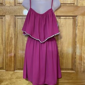Ladies Boutique Magenta Mini Dress NWT
Size 8 - 10 Medium
w/White Cotton Ball T…